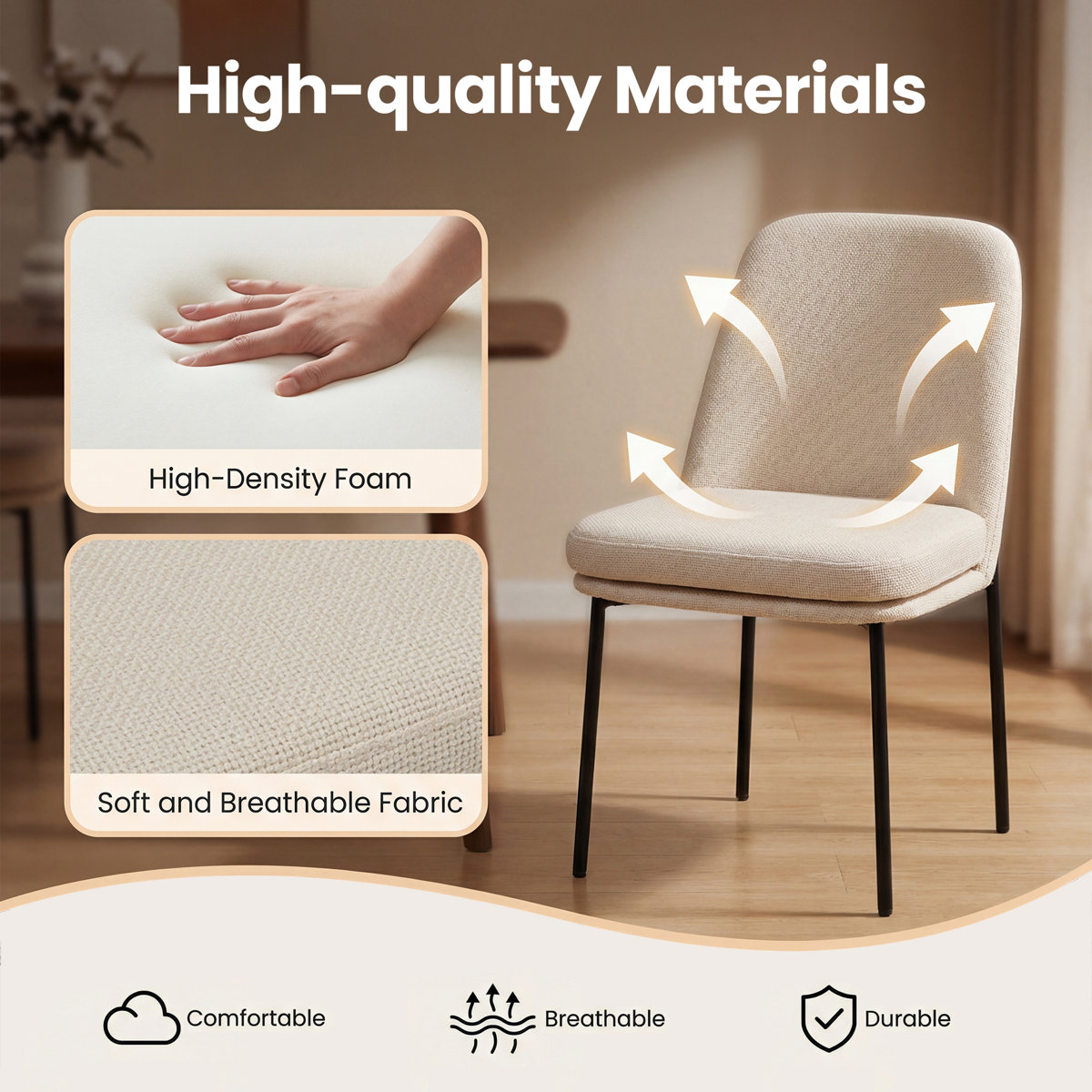 Fabric Upholstered Parsons Side Chair Dining Chair (Set of 2)